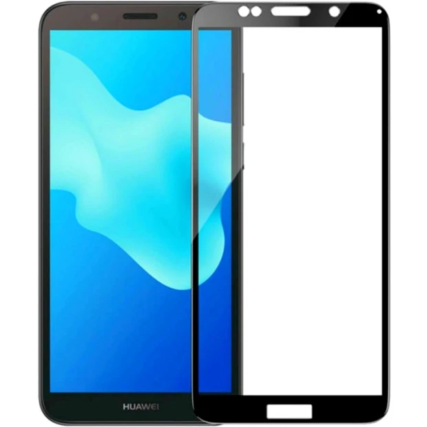 Захисне скло для Huawei Y5 Prime (2018)  /  Honor 7A Black  /  Y5 Lite (2019) (Клей)