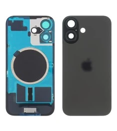 Заднее стекло корпуса для Apple iPhone 16 Plus Black (чёрное) с рамкой и стеклом..