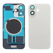Заднее стекло корпуса для Apple iPhone 16 Plus White (белое) с рамкой и стеклом камеры