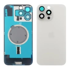 Заднее стекло корпуса для Apple iPhone 16 Pro Max White Titanium (белое) с рамкой и стеклом камеры