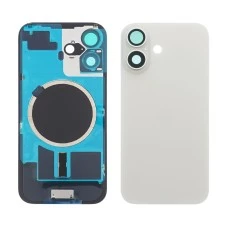 Заднее стекло корпуса для Apple iPhone 16 White (белое) с рамкой и стеклом камеры