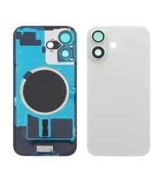 Заднее стекло корпуса для Apple iPhone 16 White (белое) с рамкой и стеклом камер..