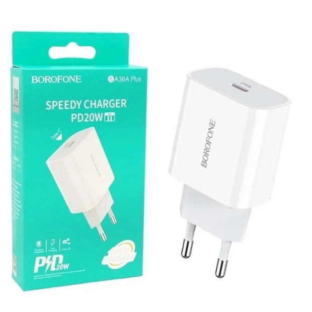 СЗУ-адаптер USB Borofone BA38A Plus PD 3.0 (1Type-C) (Белый)