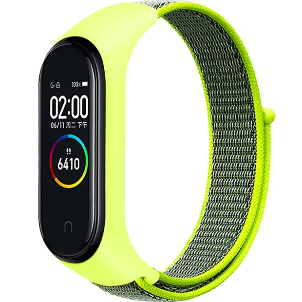 Ремешок Nylon Design Xiaomi Mi Band 3 / 4 (Салатовый)