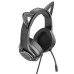 Провідні накладні навушники-гарнітура Hoco W107 Cat Ear (із підсвіткою) (Чорний)