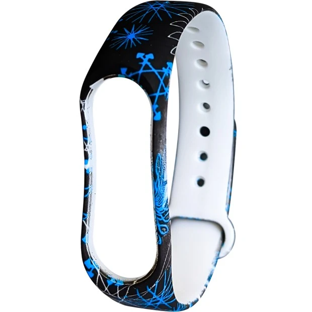 Ремешок Picture Design Xiaomi Mi Band 3 / Mi Band 4 (Чёрные цветы)