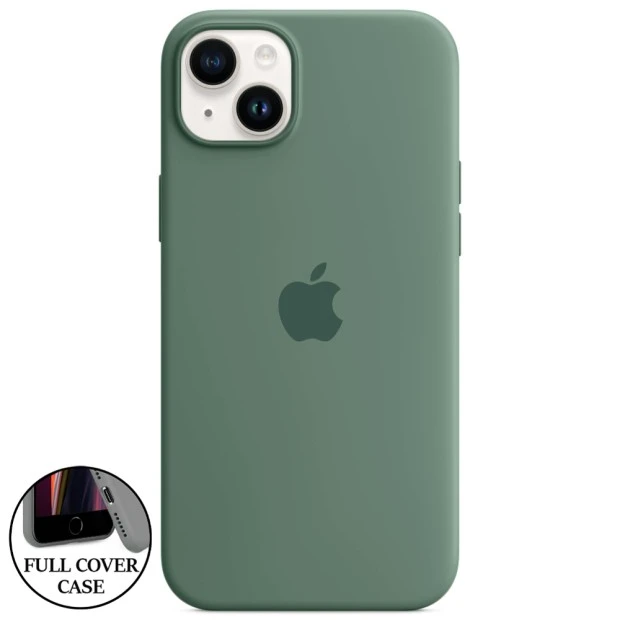 Оригінальний силіконовий чохол Round для Apple iPhone 14 Plus (55) зеленувато-чорний.