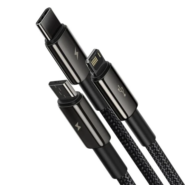 USB-кабель Baseus Tungsten Gold 3.5A (1.5 м) (MicroUSB+Lightning+Type-C) (Чорний) CAMLTWJ-01