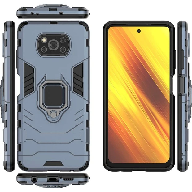 Бронь-чехол Ring Armor Case Xiaomi Poco X3 (Пыльная бирюза)