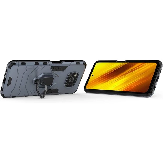 Бронь-чехол Ring Armor Case Xiaomi Poco X3 (Пыльная бирюза)