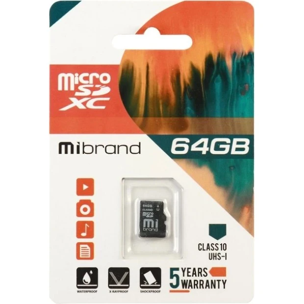 Карта памяти Mibrand MicroSDXC 64GB (UHS-1) (Class 10)
