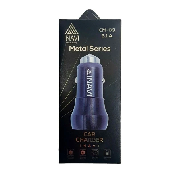 АЗУ iNavi 2в1 Micro 2USB / 3.1A (CM-09) (серебрянный)