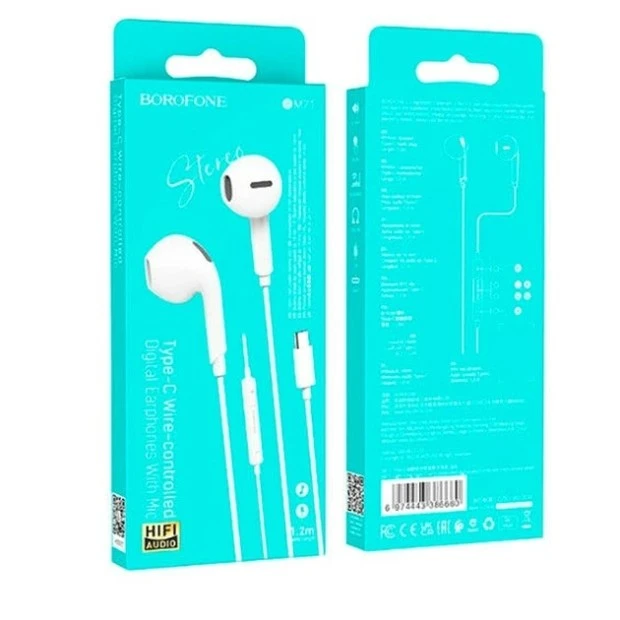 Wired earphones-headset Borofone BM71 (Type-C) (White)