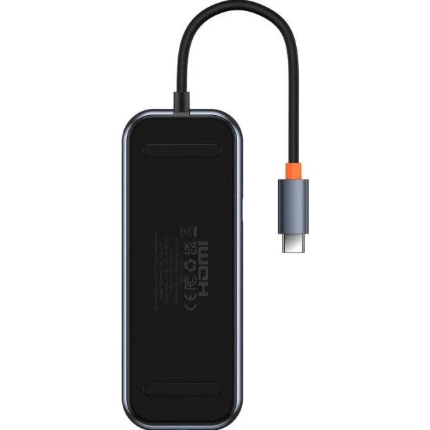 Adapter USB HUB Baseus AcmeJoy WKJZ010613 (Type-C to HDMI / 2USB3.0 / USB2.0 / Type-C / RJ45 / SD) (Gray)