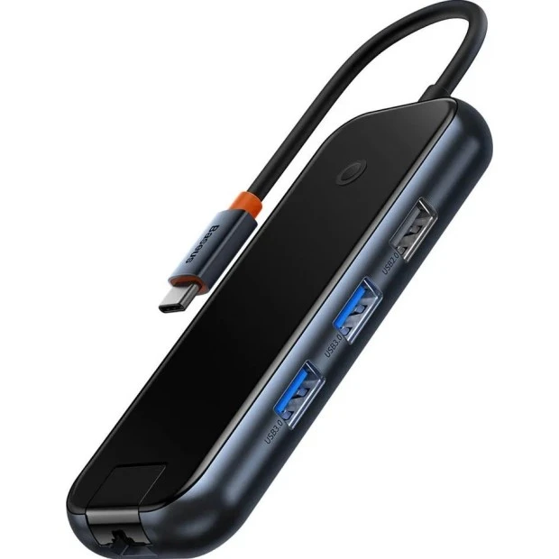Adapter USB HUB Baseus AcmeJoy WKJZ010613 (Type-C to HDMI / 2USB3.0 / USB2.0 / Type-C / RJ45 / SD) (Gray)