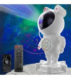 Дитячий нічник-проектор зоряного неба Astronaut із Bluetooth колонкою (Білий)