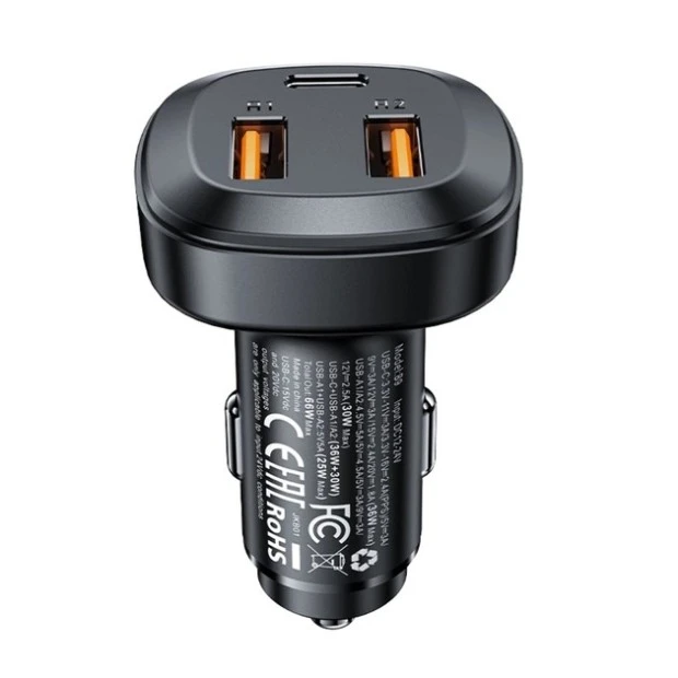 АЗУ-адаптер Acefast B9 66W PD QC 2USB / 1Type-C 5A (Чёрный)