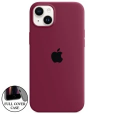 Оригінальний силіконовий чохол круглої форми для Apple iPhone 14 Plus (57) у кольорі Marsala.