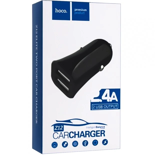 АЗУ-адаптер Hoco Z12 Elite 2USB 2.4A (Чёрный)