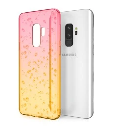 Силикон Rain Gradient Samsung Galaxy S9 Plus (Розово-желтый)