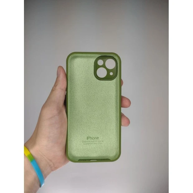 Силіконовий оригінальний чохол RoundCam для Apple iPhone 13 (46) темно-зелений.