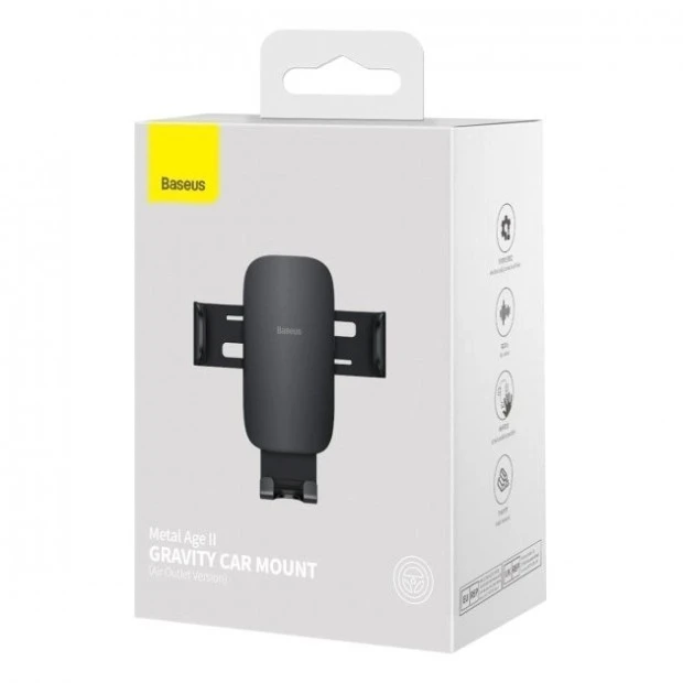 Автотримач Baseus Metal Age 2 Gravity Car Mount (версія для повітряного отвору) (чорний) SUJS000001