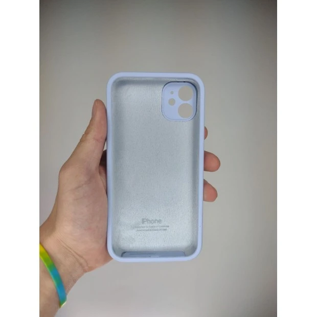Силіконовий оригінальний квадратний чохол RoundCam для Apple iPhone 11 (15) Лавандовий