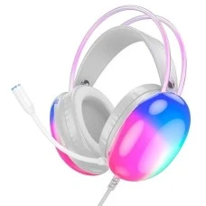 Провідні накладні навушники-гарнітура Hoco W109 RGB (Білий)