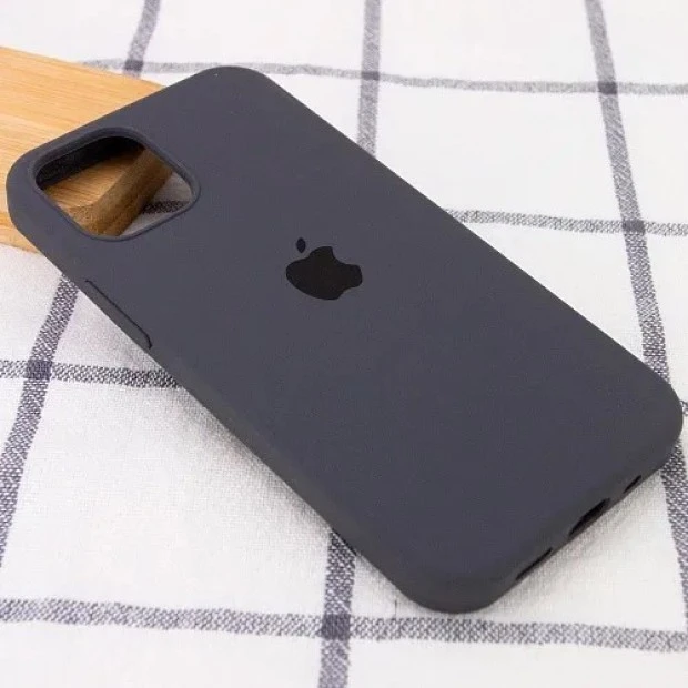 Силіконовий оригінальний круглий чохол для Apple iPhone 15 (19), темно-сірий.