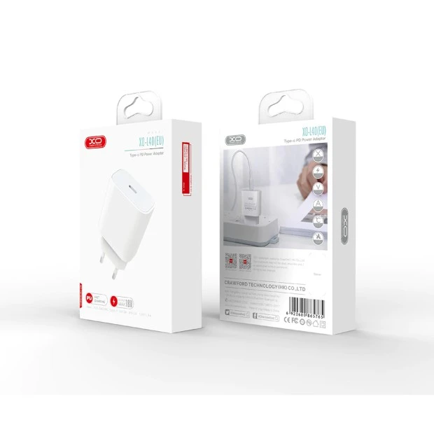 СЗУ-адаптер USB-C XO L40 PD 18W (Белый)
