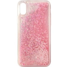 Силикон Liquid Fashion Apple iPhone X / XS (Red-pink Hearts)