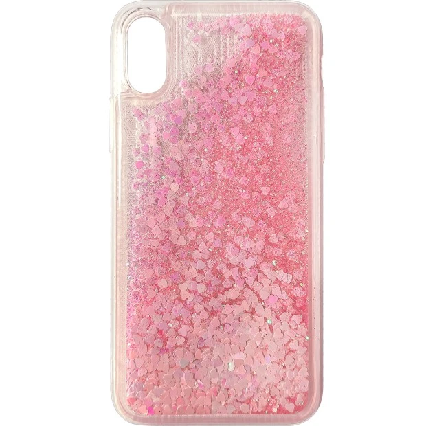 Силикон Liquid Fashion Apple iPhone X / XS (Red-pink Hearts)