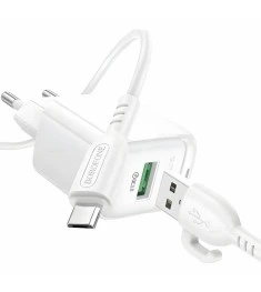 СЗУ-адаптер USB Borofone BAS42A QD 18W (1USB) + кабель MicroUSB (Белый)
