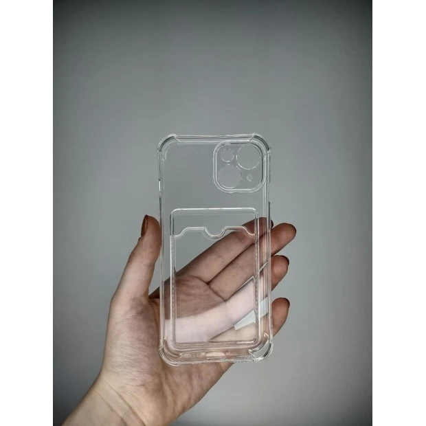 Силикон WS Card Case Apple iPhone 14 (Прозрачный)