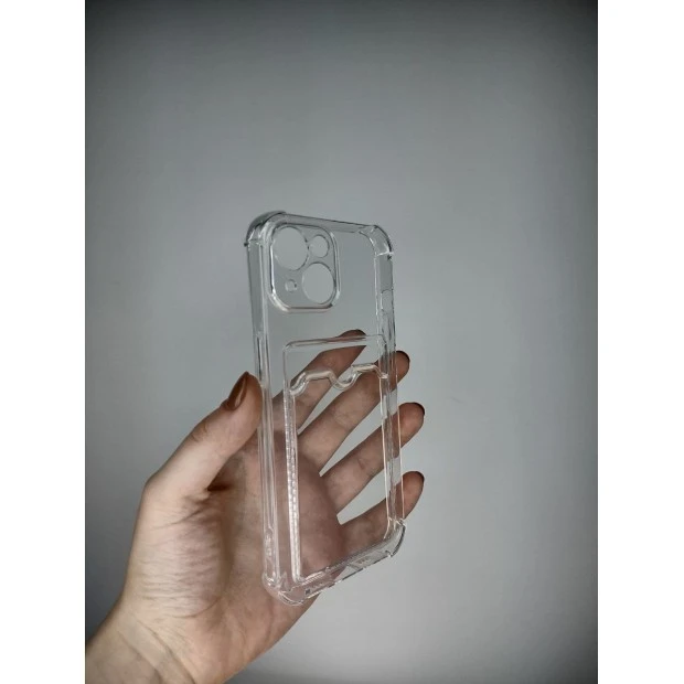 Силикон WS Card Case Apple iPhone 14 (Прозрачный)
