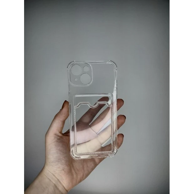 Силикон WS Card Case Apple iPhone 14 (Прозрачный)