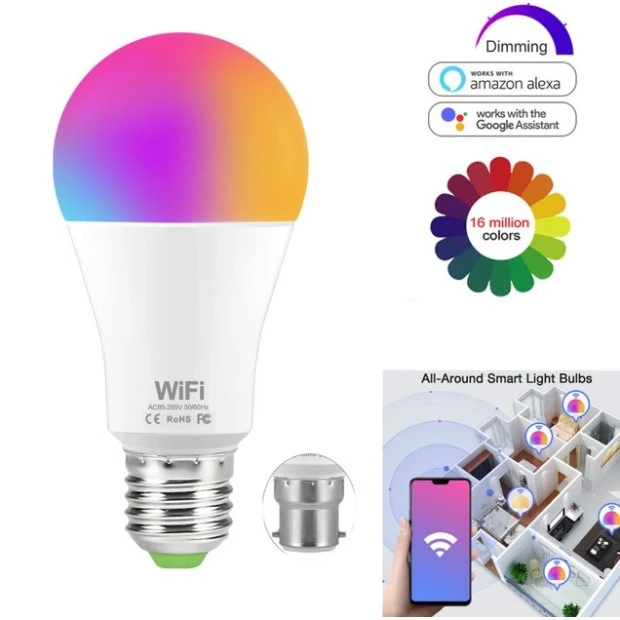 Светодиодная умная лампа Tuya E27 LED RGB Wi-Fi Bluetooth