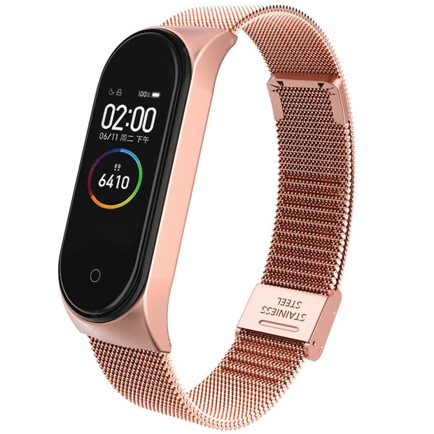 Ремешок Milanese Loop Lock Xiaomi Mi Band 3 / Mi Band 4 (Розово-золотой)