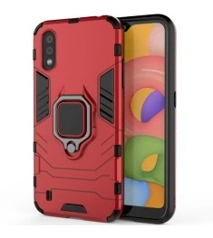 Red Protective Cover Ring Armor Case for Samsung Galaxy A01 (2020)
