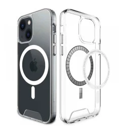 Силіконовий чохол Space Case з MagSafe для Apple iPhone 14 Plus (Прозорий)