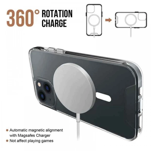 Силіконовий чохол Space Case з MagSafe для Apple iPhone 14 Plus (Прозорий)