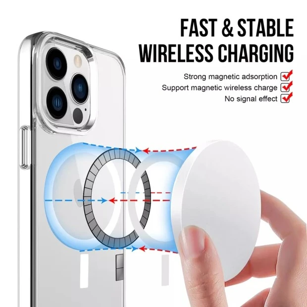 Силіконовий чохол Space Case з MagSafe для Apple iPhone 14 Plus (Прозорий)