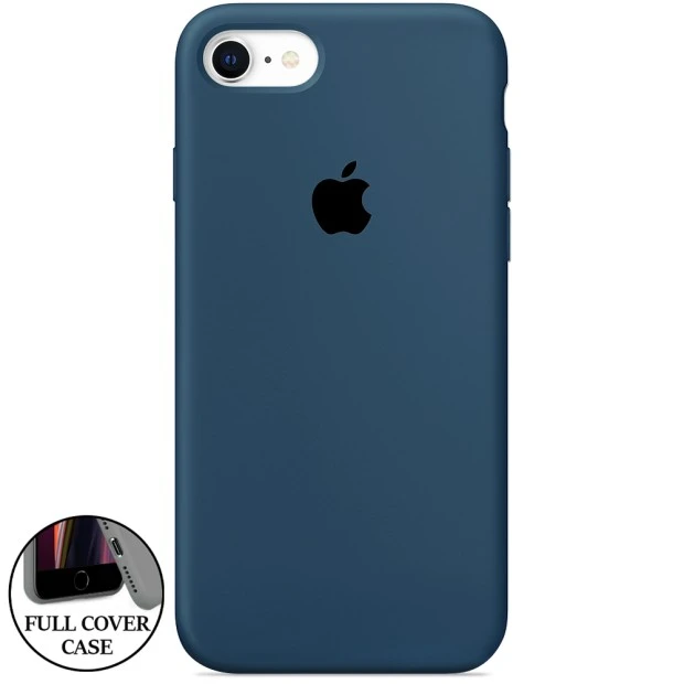 Силіконовий оригінальний чохол круглої форми для Apple iPhone 7  /  8  /  SE (09) темно-синій
