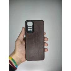 Шкіряний чохол-накладка для Xiaomi Redmi Note 11  /  Note 11S (Коричневий)