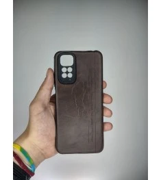 Шкіряний чохол-накладка для Xiaomi Redmi Note 11  /  Note 11S (Коричневий)