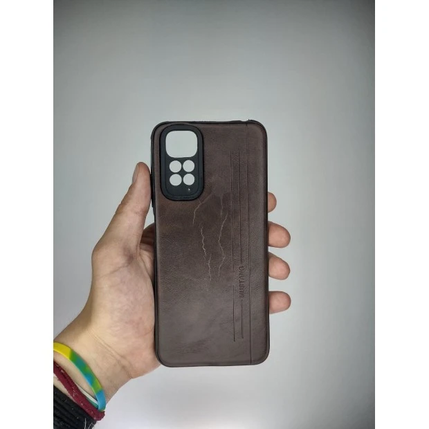 Шкіряний чохол-накладка для Xiaomi Redmi Note 11  /  Note 11S (Коричневий)