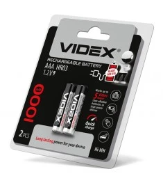 Акумуляторна батарейка Videx 1000mAh HR03  /  AAA (2шт)