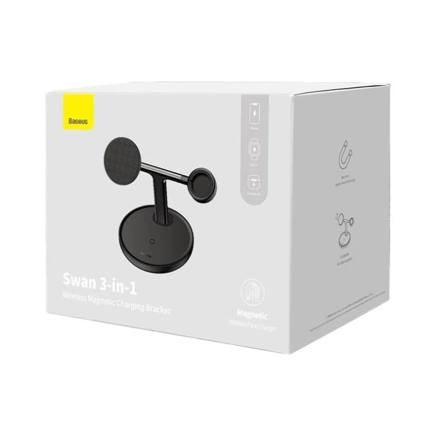 Бездротовий зарядний пристрій Baseus Swan Magnetic WXTE000101 3in1 20W (Чорний)