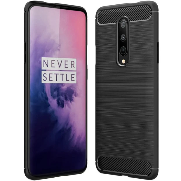 Силиконовый чехол Polished Carbon OnePlus 7 Pro (чёрный)