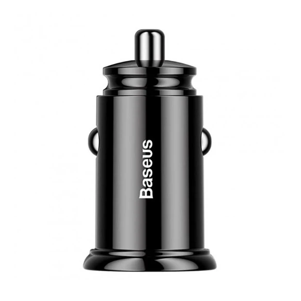 Baseus Circular Plastic 30W 1USB  /  1Type-C Car Charger Adapter (Black) CCALL-YS01